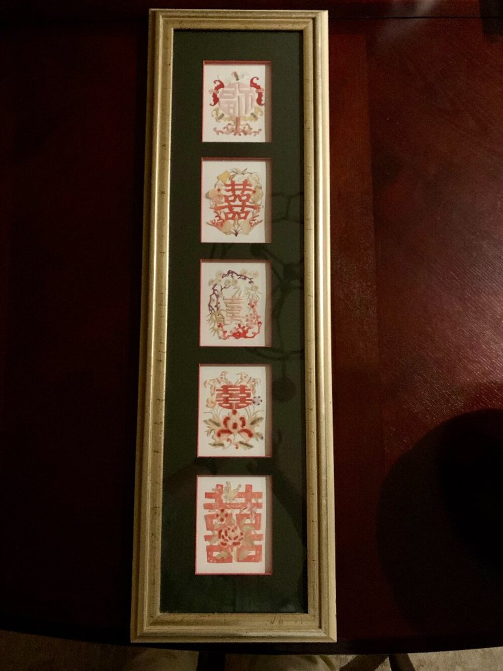 Beautiful Framed Artwork of Chinese Hand Painted Panels with Floral Motifs
